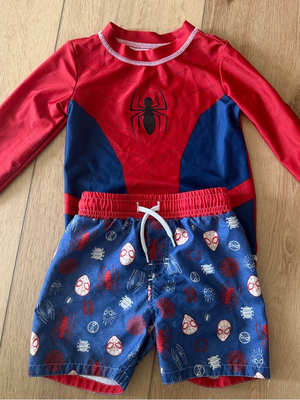 Marvel Red and Blue Spider-Man Rash Guard Swim Set